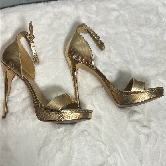Michael Kors Shoes - Michael Kors Gold Metallic Ankle-Strap Platform Stiletto Heels